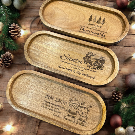 CHRISTMAS EVE TRAY, mango wood tray for treats