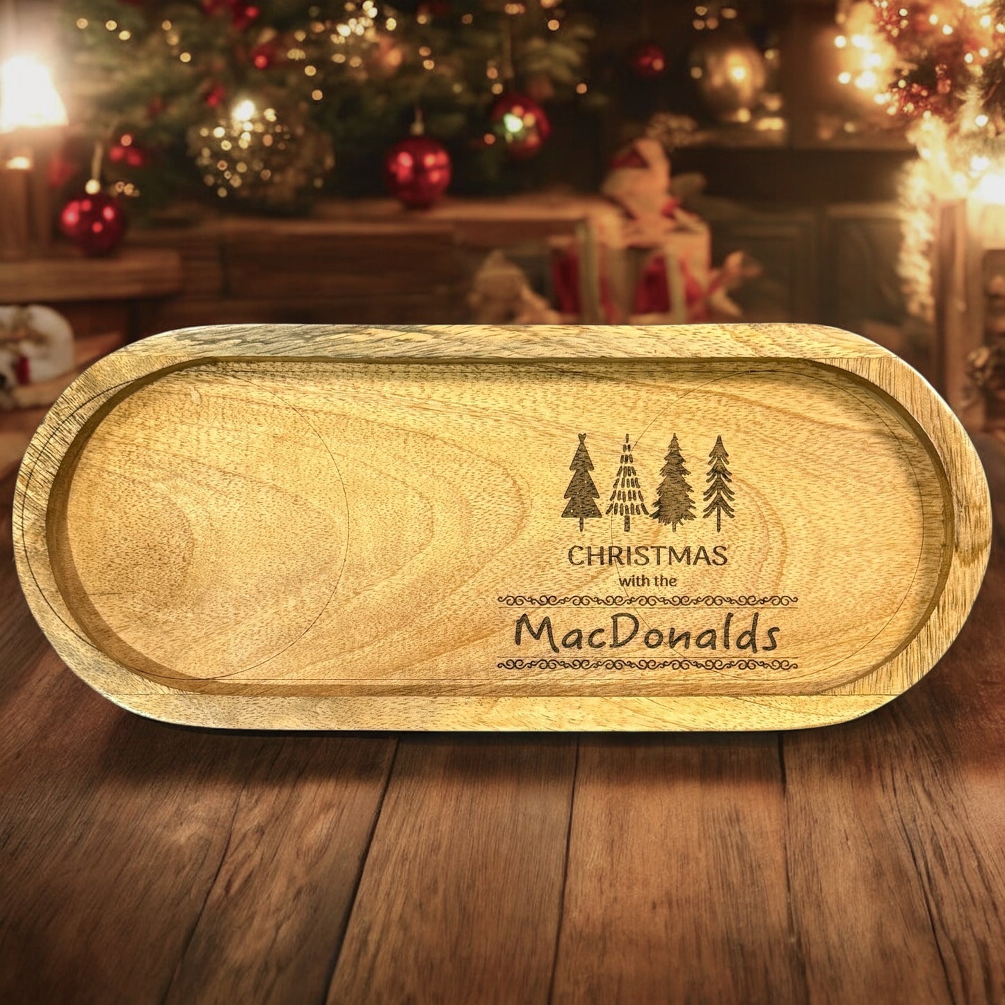 CHRISTMAS EVE TRAY, mango wood tray for treats