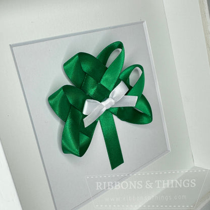 SATIN SHAMROCK, dimensional ribbon art